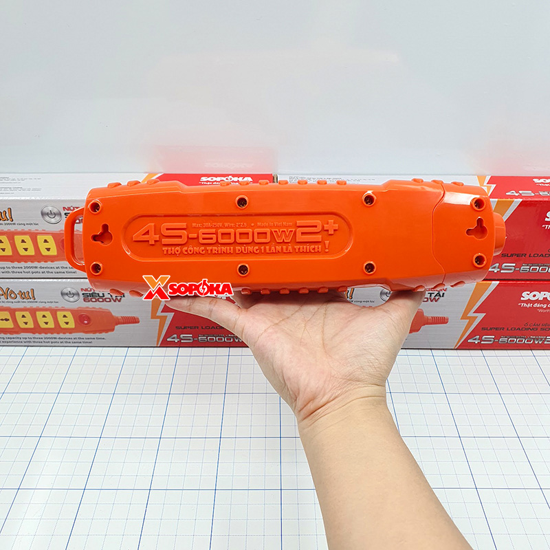 Ổ Cắm Điện 4 Lỗ Không Dây 6000W Có Nút Nguồn 4S-6000W2+ SOPOKA