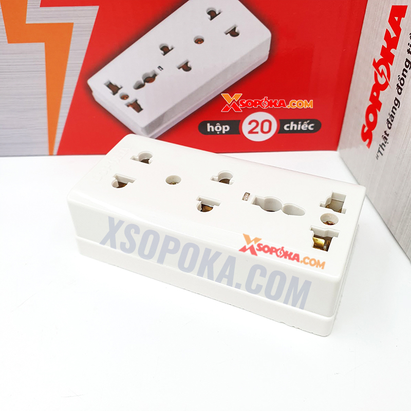 Ổ Cắm Điện 3 Lỗ Gắn Táp Lô E15 SOPOKA Chịu Tải 2200W, Chống Tuột Phích, Lắp Đặt Dễ Dàng