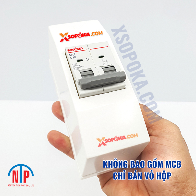 Hộp CB 1 pha 2P Tiến Phát – hộp gắn nổi bảo vệ CB/MCB 2 tép cho hệ thống điện dân dụng.