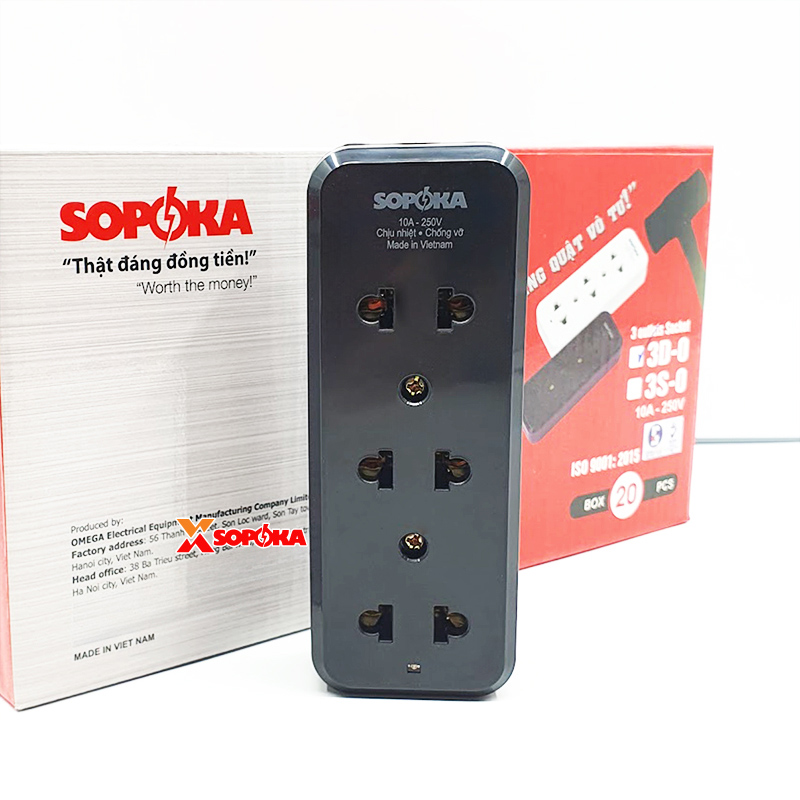 Ổ Cắm Điện 3 Ổ Không Dây 2200W 3D-0 3S-0 SOPOKA