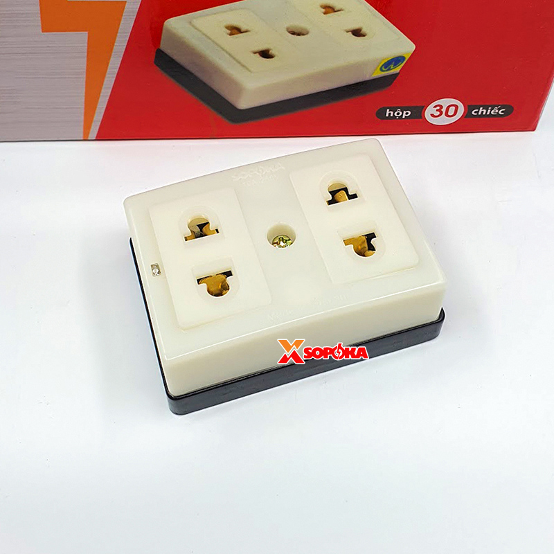 Ổ Cắm Điện 2 Lỗ Gắn Táp Lô SOPOKA T30 An Toàn 2200W