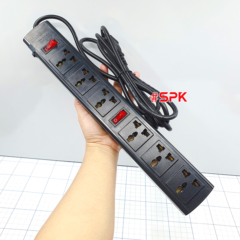 Ổ Cắm Điện 6 Lỗ 2200W Lõi Sứ Chống Cháy Tự Ngắt Điện Quá Tải 6T SOPOKA