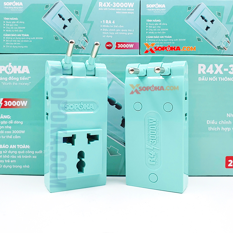 Ổ Chia Điện 4 Lỗ Dẹp Cổ Xoay 3000W 13A R4X-3000W SOPOKA