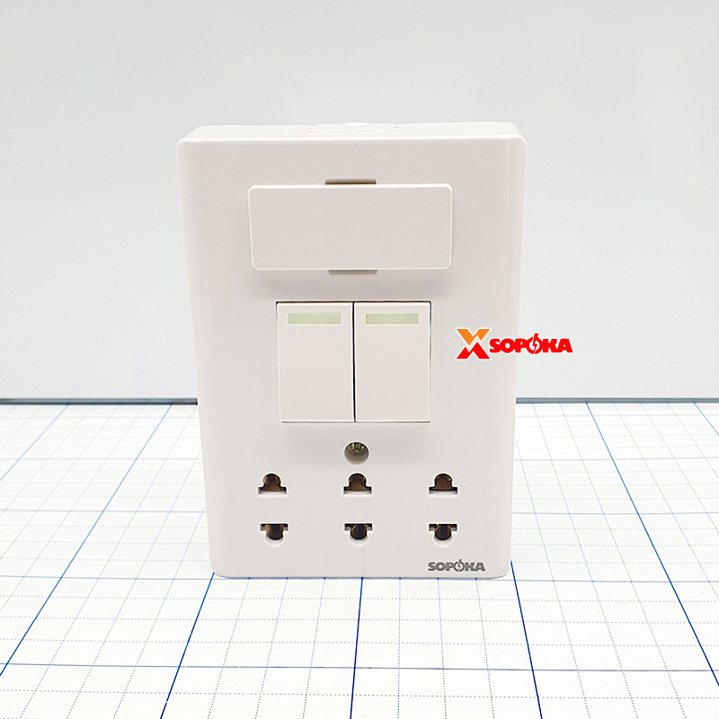 Bảng Điện Lắp Nổi Cao Cấp Dòng E 2 Công Tắc 3 Ổ Cắm E4A SOPOKA