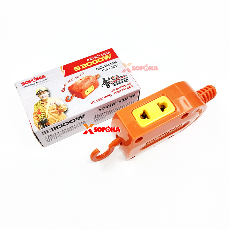 SOPOKA Ổ Cắm – Đầu Nối Điện 2 Cổng S3000W Có Móc Treo Siêu Chịu Tải