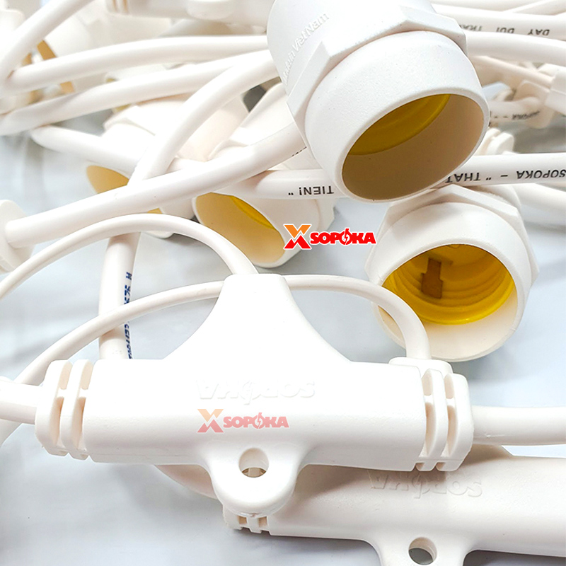 Dây Đui Bóng Đèn Trang Trí 5m – 7,5m – 10m Loại Thả Màu Trắng SOPOKA