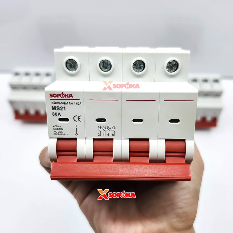 Cầu Dao Gạt Tay 1 Ngã 4P MS21 (MS4P15A80A) SOPOKA
