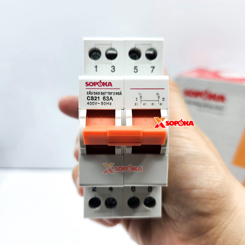 Cầu Dao Gạt Tay 2 Ngã 2P CS2P63A SOPOKA