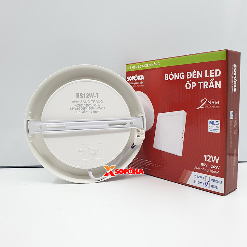 SOPOKA Bóng Đèn LED Ốp Trần RS12W-T Chiếu Sáng 25000 Giờ Tiết Kiệm Điện 80%