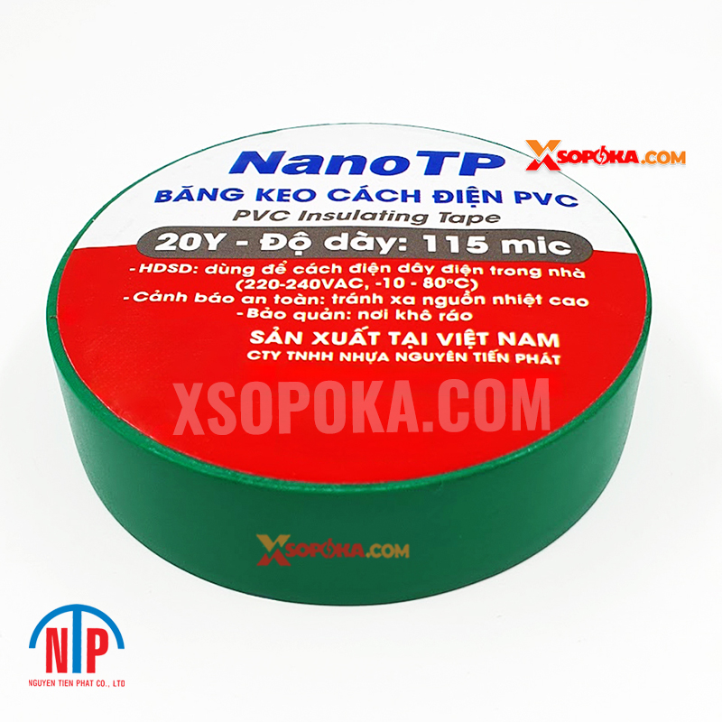 Băng keo cách điện PVC NanoTP Tiến Phát BKĐ115-20Y