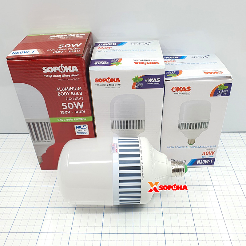 Bóng Đèn LED Thân Nhôm Công Suất Cao (Mã N) – Sáng Trắng SOPOKA