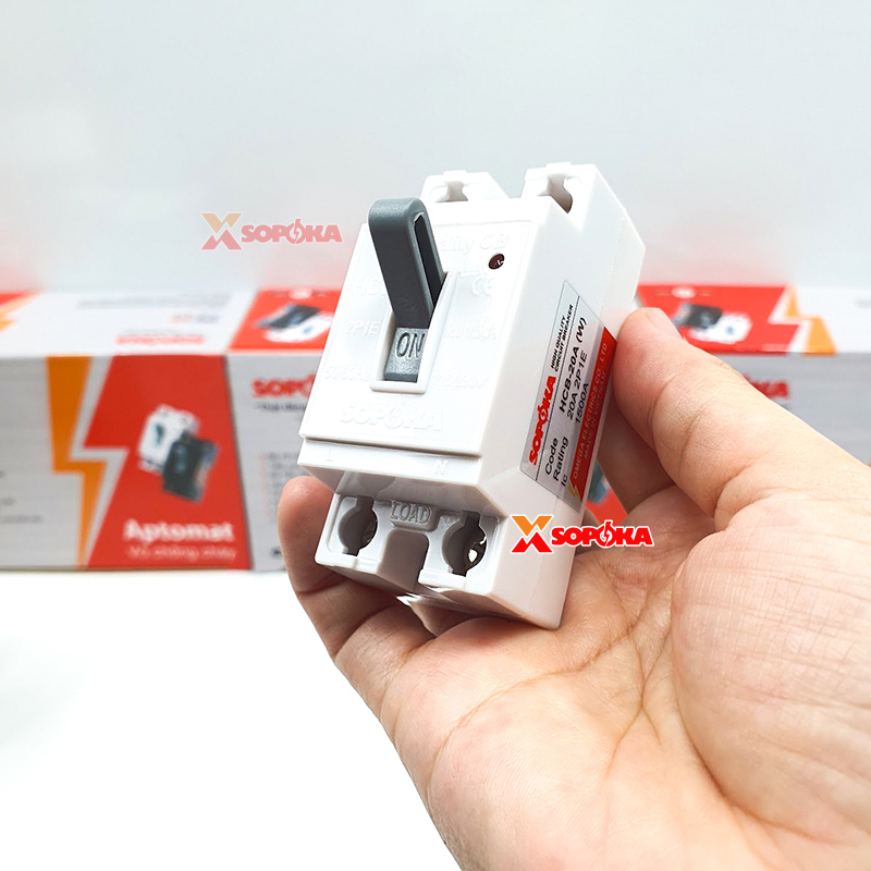 Aptomat CB Cóc 1 Pha HCB SOPOKA Màu Trắng – Chống Cháy, An Toàn