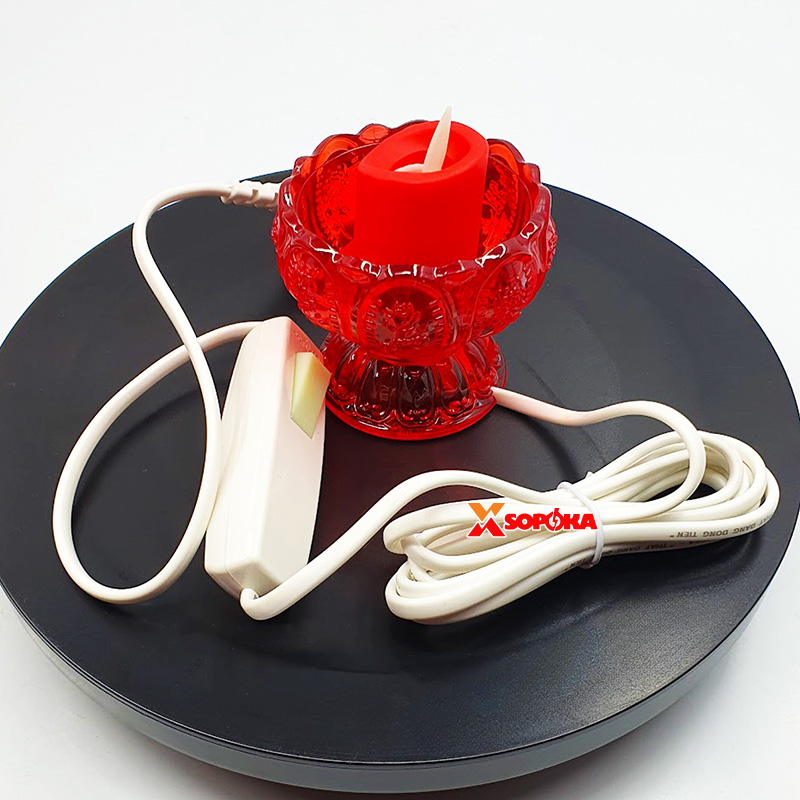 Cốc Nến Điện Hoa Sen SOPOKA HS01 Thân Thấp Có Phích Và Công Tắc