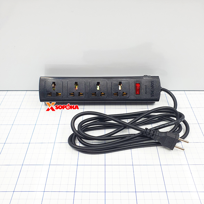 Ổ Cắm Điện 4 Lỗ 2200W Lõi Sứ – Breaker Tự Ngắt Khi Quá Tải | 4T SOPOKA