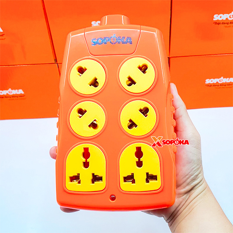 Ổ Cắm Điện 6000W 6 Lỗ Chéo Không Dây Siêu Chịu Tải 30A 6S-6000W+C SOPOKA