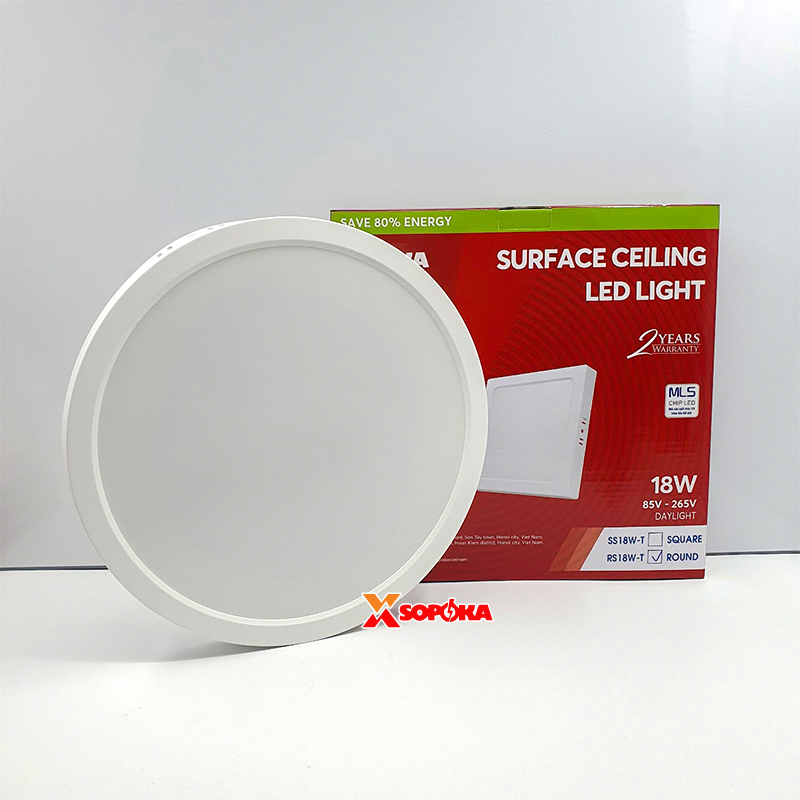 SOPOKA Bóng Đèn LED Ốp Trần RS18W-T Chiếu Sáng 25.000 Giờ, Tiết Kiệm Điện 80%