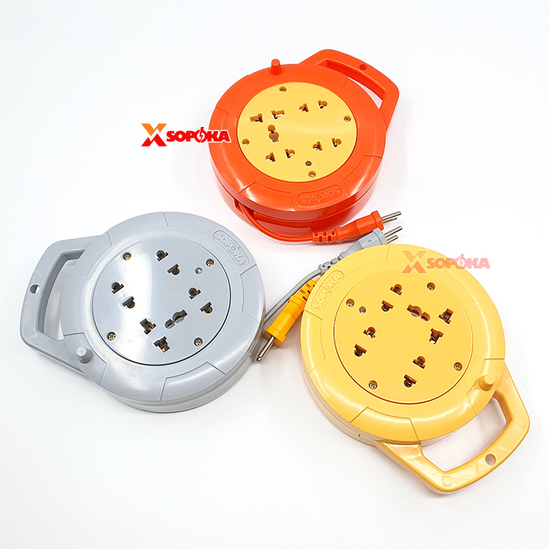 Ổ Cắm Điện Quay Cuộn Dây Tròn Chịu Tải 2200W Q45Y/ Q75Y Màu Vàng SOPOKA