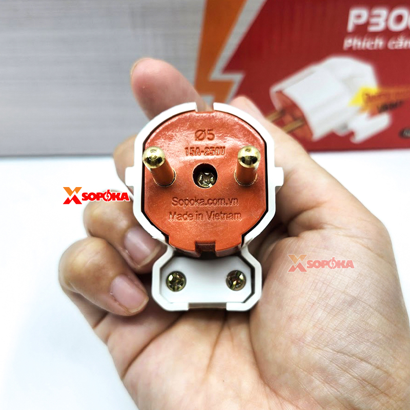 SOPOKA Phích Cắm Siêu Chịu Tải Dương Gập Vuông Góc 3000W 15A P3000W-G1