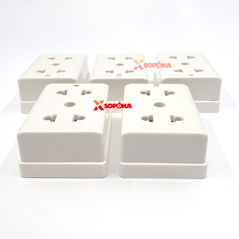 Ổ Cắm Điện 2 Lỗ Gắn Tường/Gắn Táp Lô SOPOKA E12