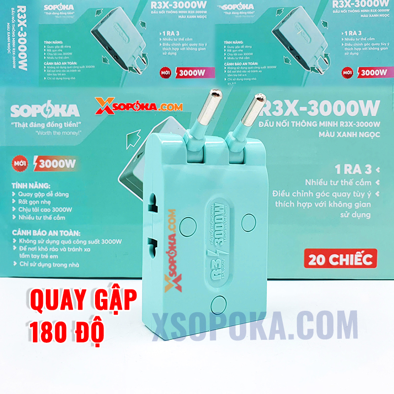 Ổ Chia Điện 3 Ngõ Dẹp Cổ Xoay 3000W R3X-3000W SOPOKA