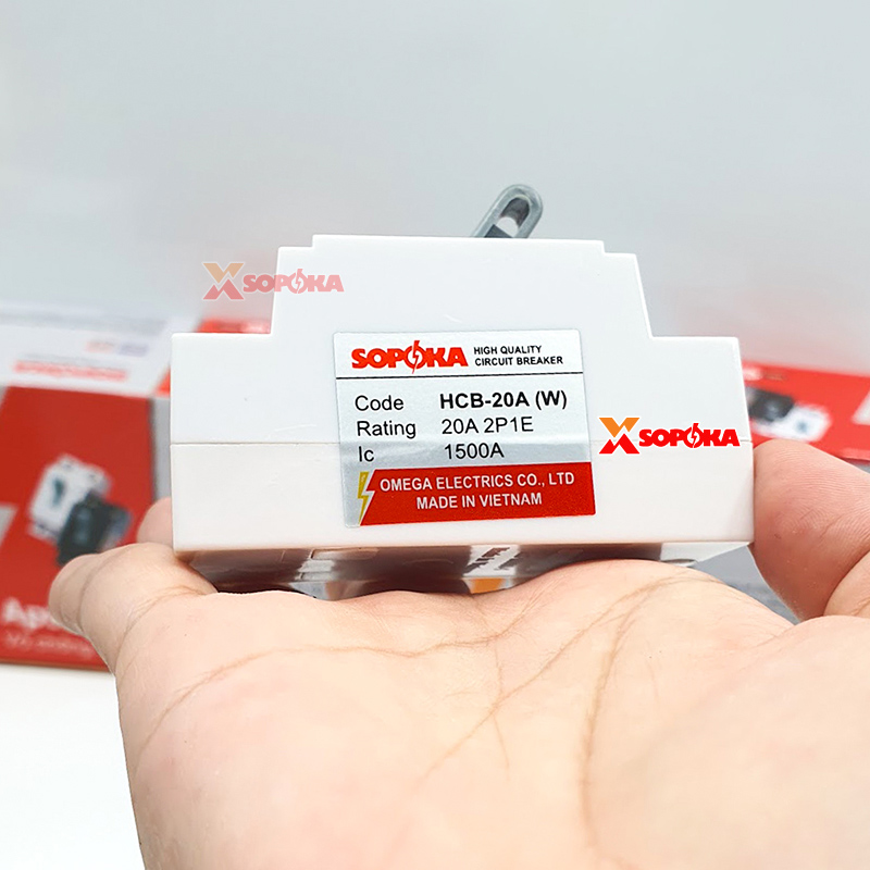 Aptomat CB Cóc 1 Pha HCB SOPOKA Màu Trắng – Chống Cháy, An Toàn