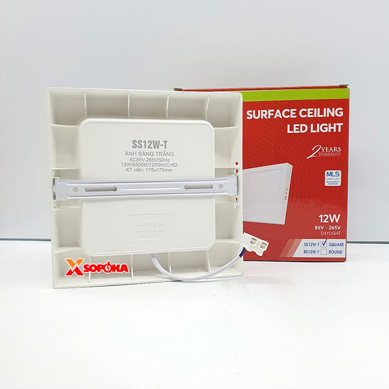 Bóng Đèn LED SS12W Ốp Trần Vuông 12W Sáng Trắng Vành Nhựa SOPOKA