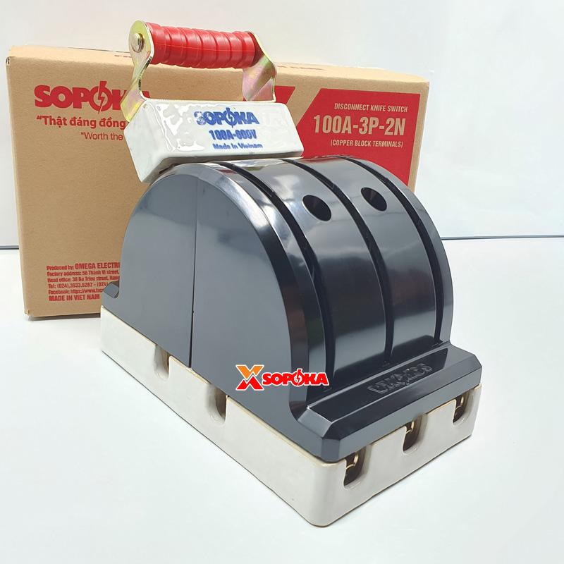 Cầu Dao Đảo Đế Sứ 3 Pha 100A 3P 2N 600V Màu Đen D37 SOPOKA