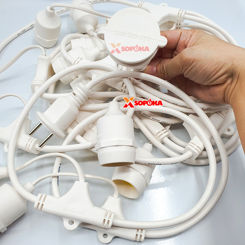 Dây Đui Bóng Đèn Trang Trí 5m – 7,5m – 10m Loại Thả Màu Trắng SOPOKA