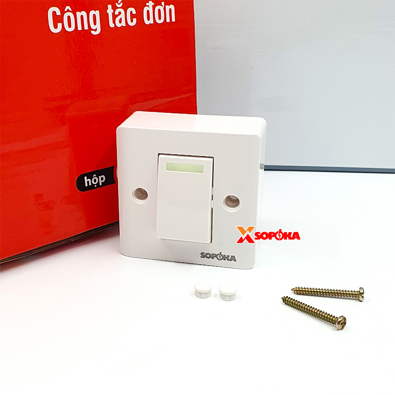 Công Tắc Đơn SOPOKA E1S – Chống Cháy, Có Dạ Quang, 5A 220V