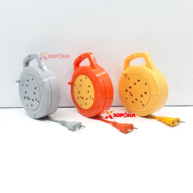 Ổ Cắm Điện Quay Cuộn Dây Tròn Chịu Tải 2200W Q45Y/ Q75Y Màu Đỏ Cam SOPOKA