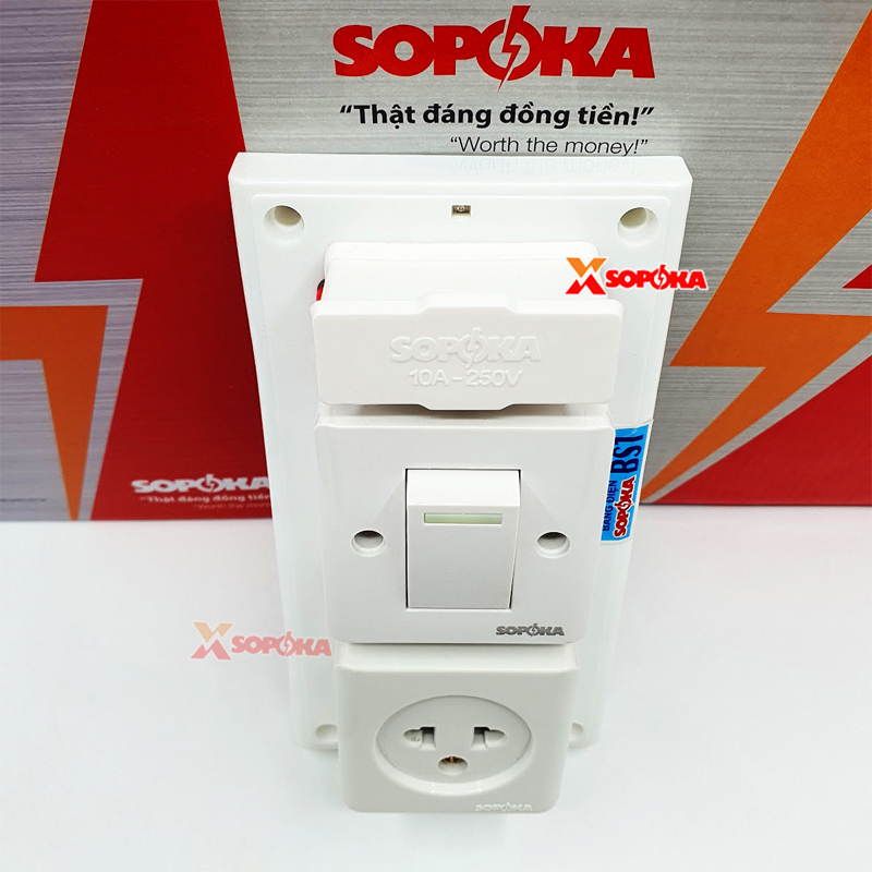 Bảng Điện 1 Công Tắc 1 Lỗ Cắm Có Cầu Chì BS1 SOPOKA