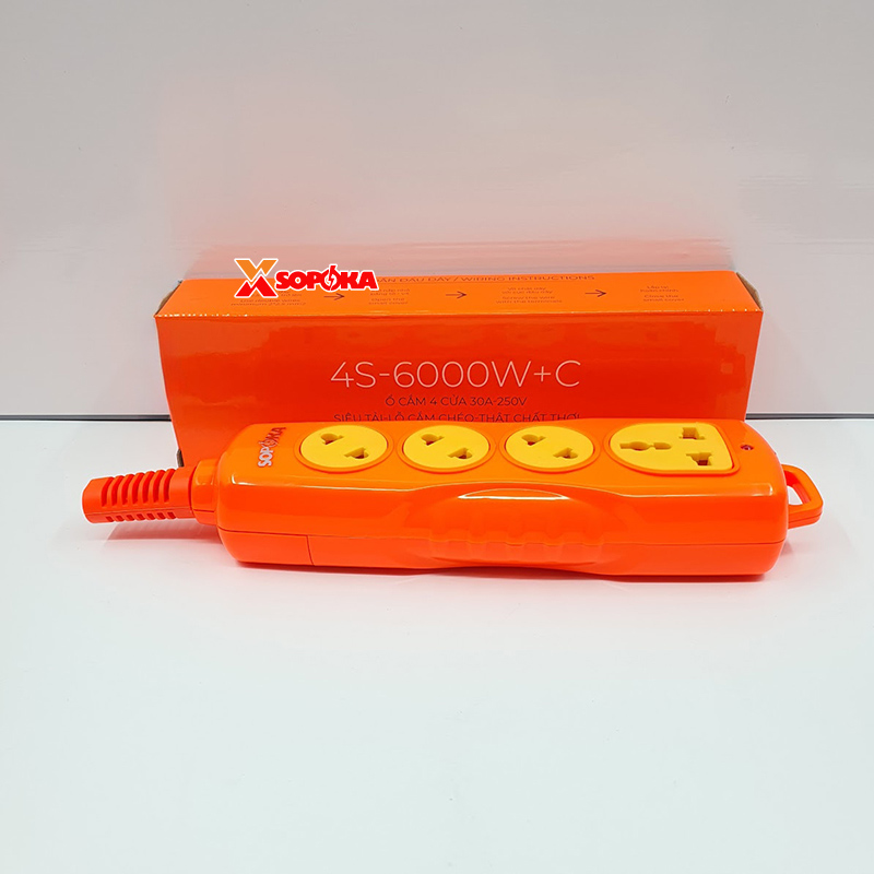 Ổ Cắm Điện 6000W 4 Lỗ Chéo Không Dây Siêu Chịu Tải 30A 4S-6000W+C SOPOKA