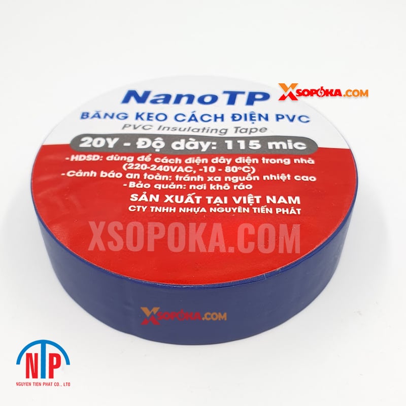 Băng keo cách điện PVC NanoTP Tiến Phát BKĐ115-20Y