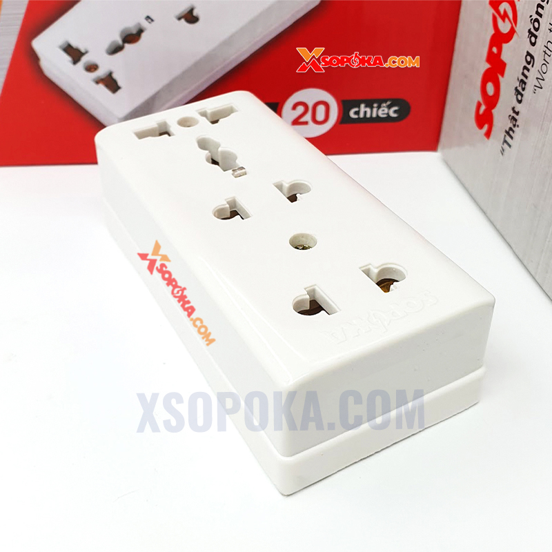 Ổ Cắm Điện 3 Lỗ Gắn Táp Lô E15 SOPOKA Chịu Tải 2200W, Chống Tuột Phích, Lắp Đặt Dễ Dàng