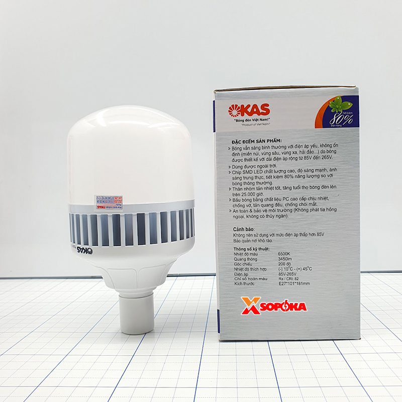 Bóng Đèn LED Thân Nhôm Công Suất Cao (Mã N) – Sáng Trắng SOPOKA