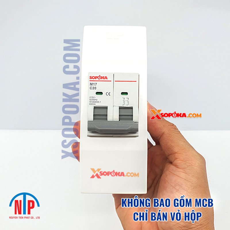 Hộp CB 1 pha 2P Tiến Phát – hộp gắn nổi bảo vệ CB/MCB 2 tép cho hệ thống điện dân dụng.