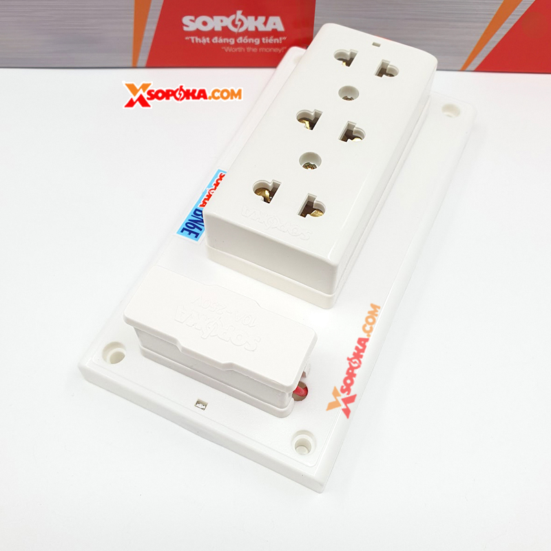 Bảng Điện Táp Lô 3 Lỗ Cắm Có Cầu Chì 2200W 10A BN6E SOPOKA