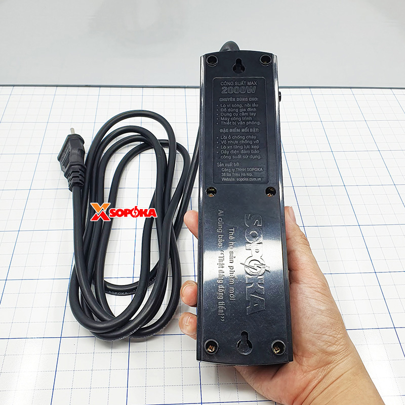 Ổ Cắm Điện 4 Lỗ 2200W Lõi Sứ – Breaker Tự Ngắt Khi Quá Tải | 4T SOPOKA