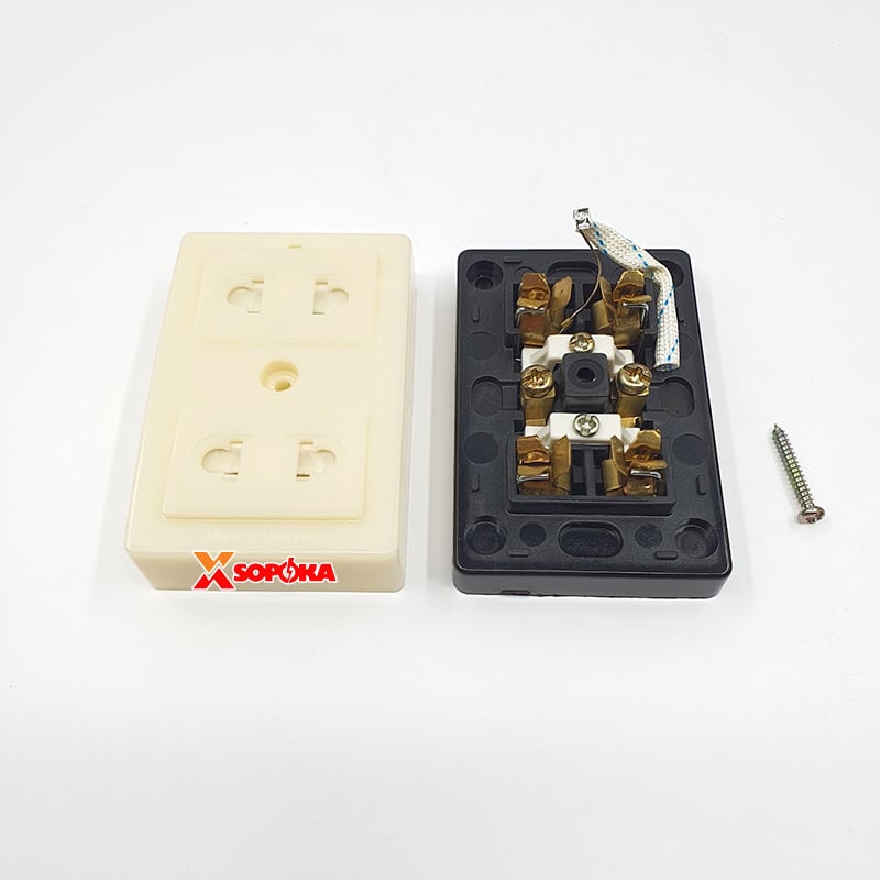 Ổ Cắm 2 Lỗ Gắn Táp Lô Có Nắp Che SOPOKA T30N 2200W