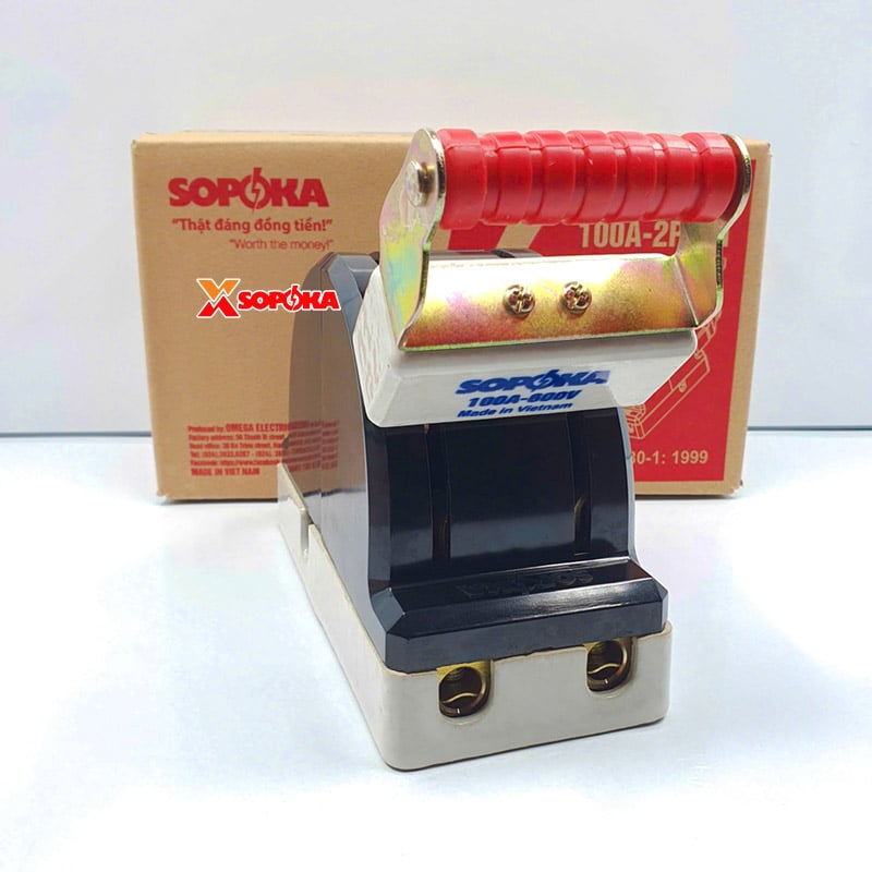 Cầu Dao Đảo Đế Sứ 1 Pha 100A 2P 600V 2N Màu Đen D35 SOPOKA