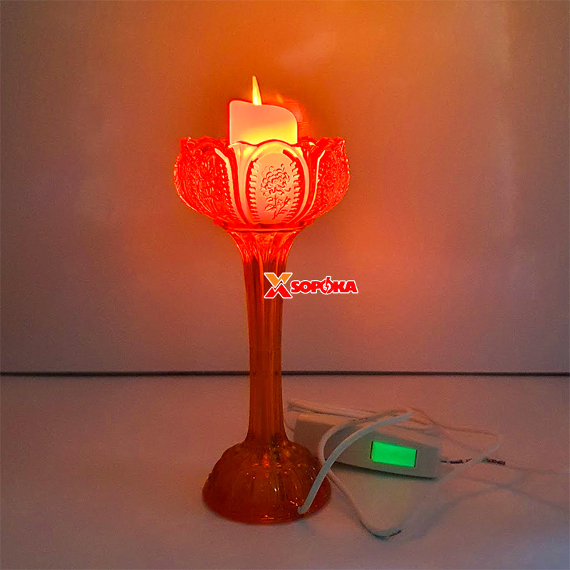 Cốc Nến Điện Hoa Sen SOPOKA HSC01 Thân Cao Có Phích Cắm Và Công Tắc