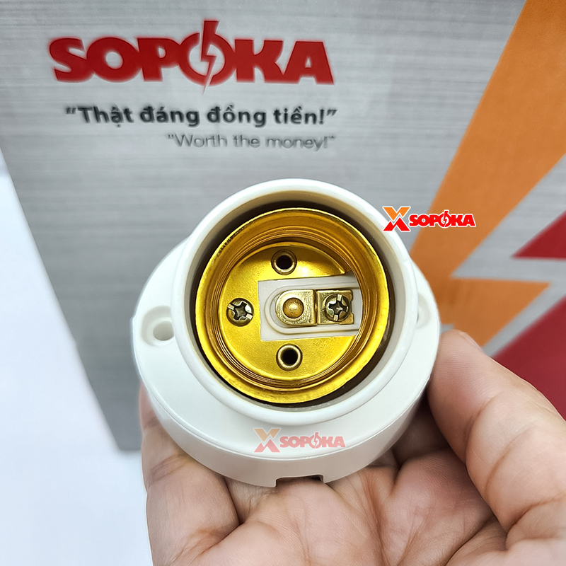 Đui Đèn Vát Tường Ngồi Xéo Ren Xoáy E27 DV5 SOPOKA
