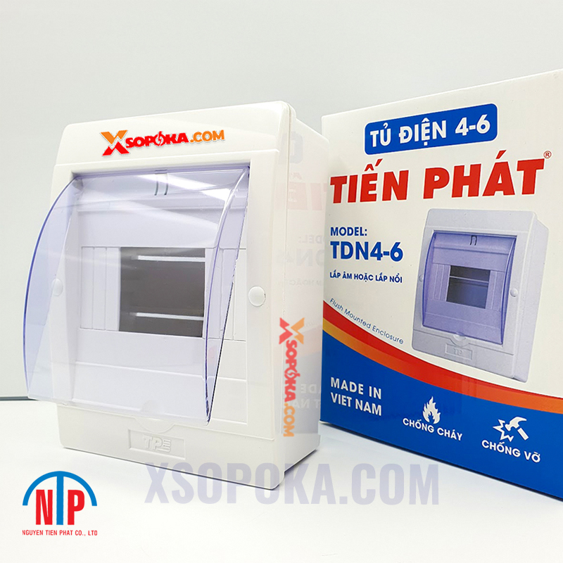 Tủ Điện 4–6 Đường Tiến Phát TDN4-6 màu trắng lắp CB MCB dân dụng