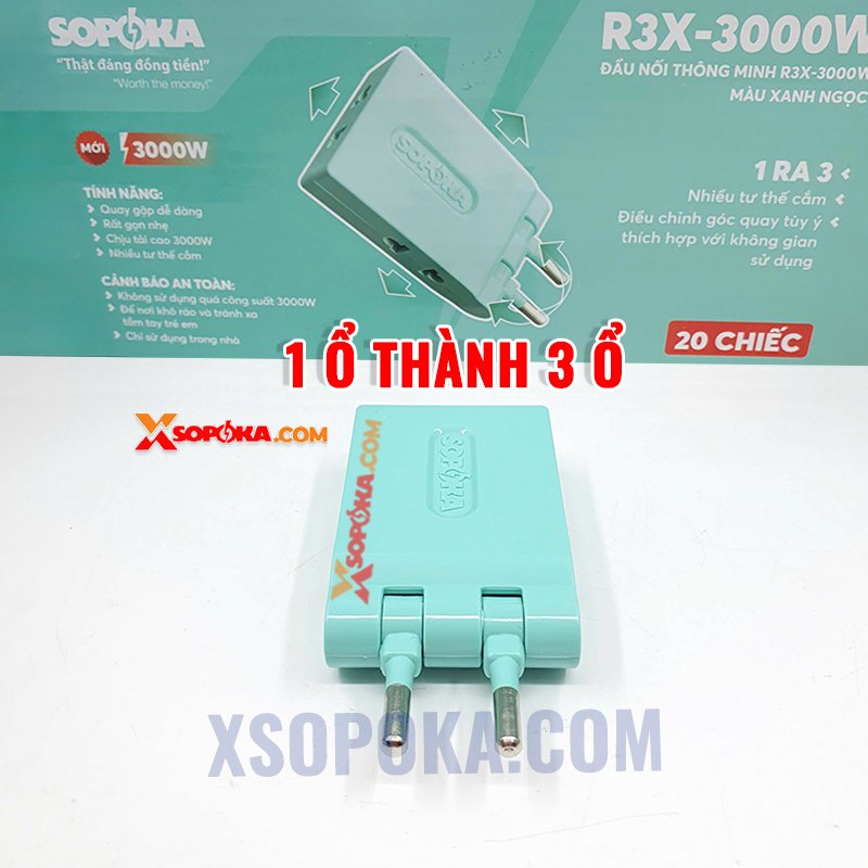 Ổ Chia Điện 3 Ngõ Dẹp Cổ Xoay 3000W R3X-3000W SOPOKA