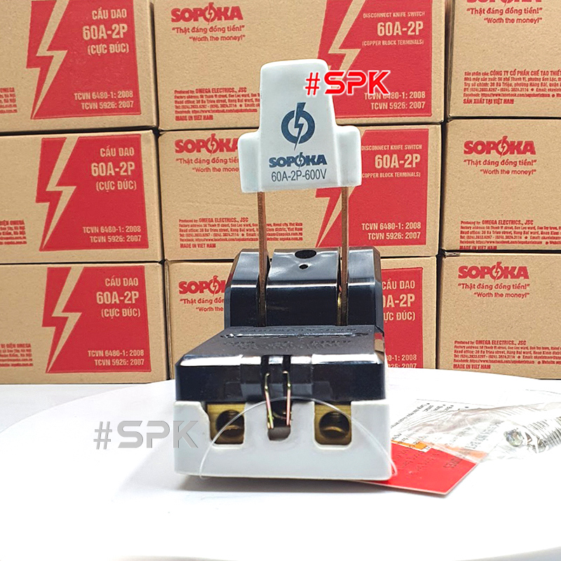 Cầu Dao Đế Sứ 1 Pha 60A-2P Màu Đen D7(A) SOPOKA