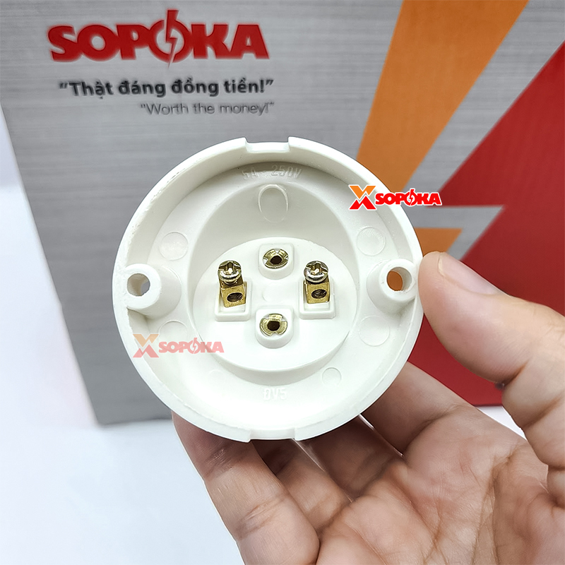 Đui Đèn Vát Tường Ngồi Xéo Ren Xoáy E27 DV5 SOPOKA