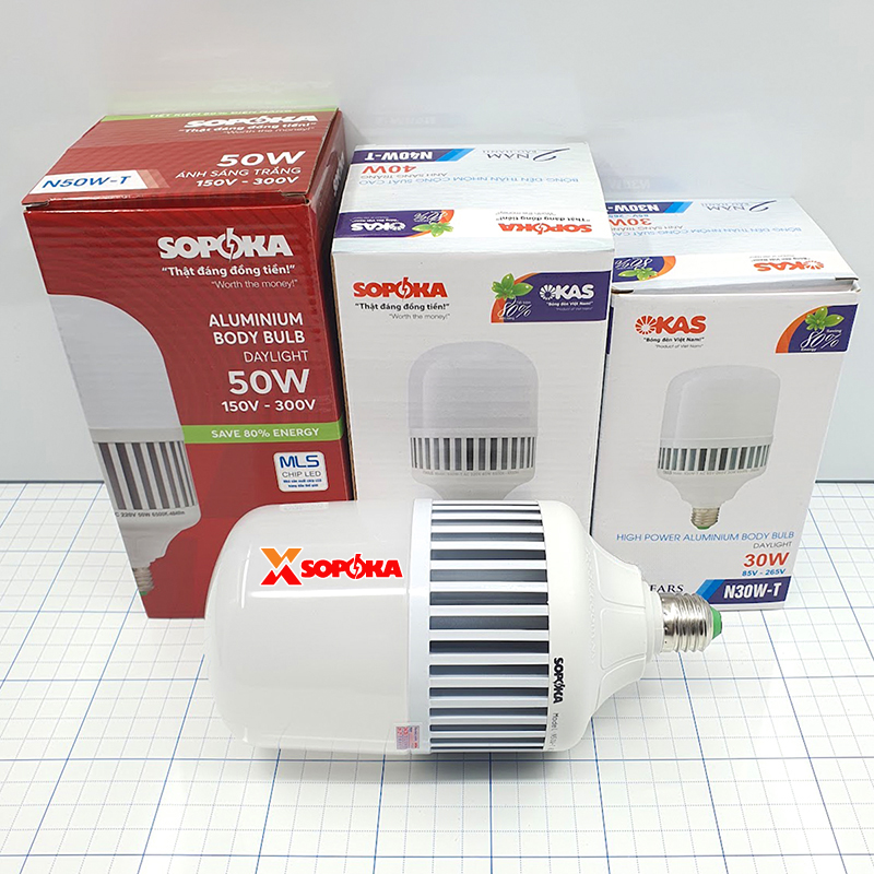 Bóng Đèn LED Thân Nhôm Công Suất Cao (Mã N) – Sáng Trắng SOPOKA