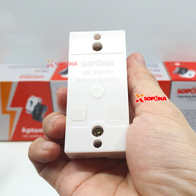 Aptomat CB Cóc 1 Pha HCB SOPOKA Màu Trắng – Chống Cháy, An Toàn