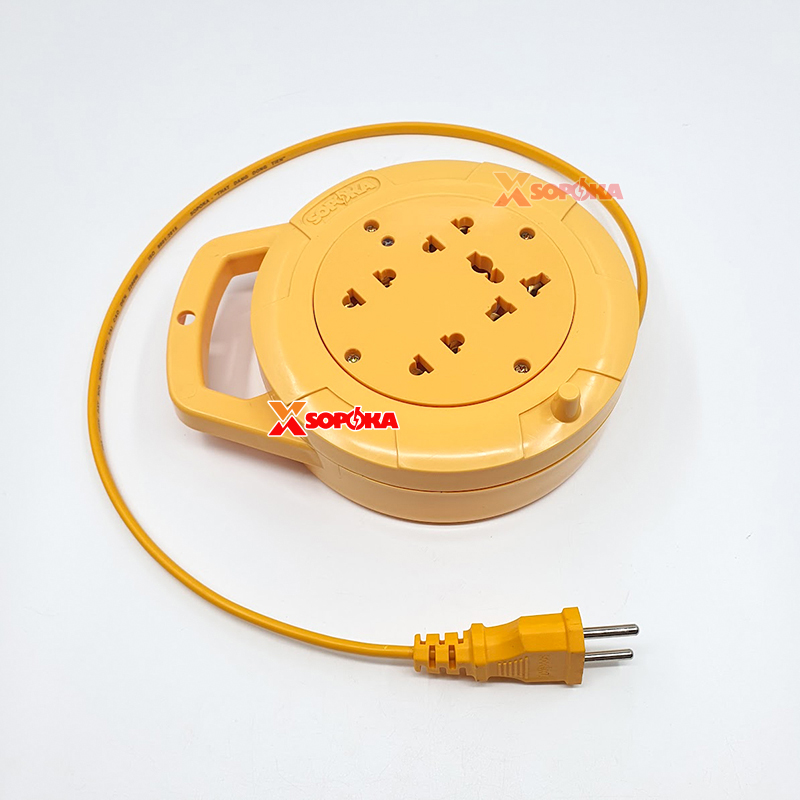 Ổ Cắm Điện Quay Cuộn Dây Tròn Chịu Tải 2200W Q45Y/ Q75Y Màu Vàng SOPOKA
