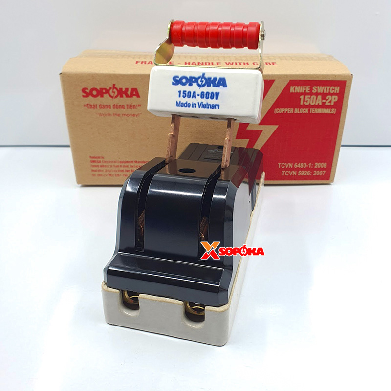 Cầu Dao Đế Sứ 1 Pha 150A-2P Màu Đen D34 SOPOKA